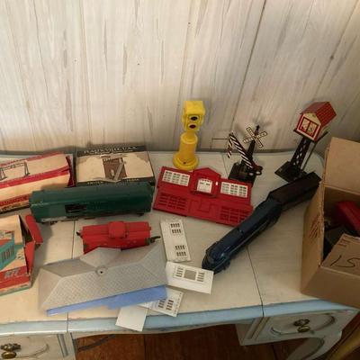 American Flyer Royal Blue Locomotive and Tender with Train Accessories