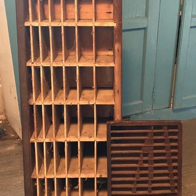 Antique Letterpress Printers Tray and Printers Cabinet 