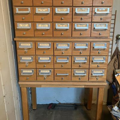 Vintage Library Card Catalog Cabinet 