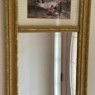Mirror gold double section picture frame