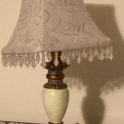 Table lamp ivory base with ivory tassel shade