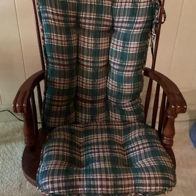Rocker with green plaid cushion