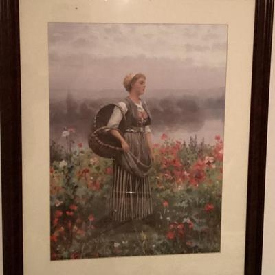 Painting woman holding basket