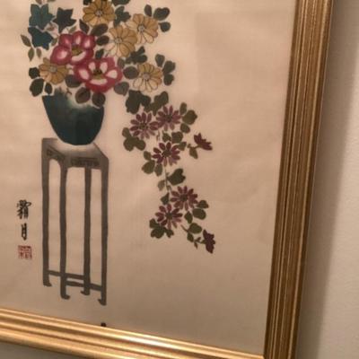 Painting potted plant on plant stand