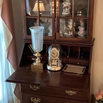 Secretary desk with glass hutch