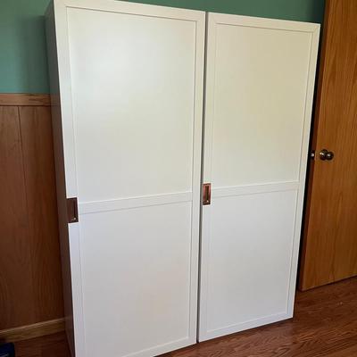 Like New White Cupboards W/ Brushed Nickel Hardware  