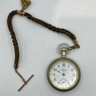Antique Early 1900s Hamilton Pocket Watch L. Ratzesberger W/ Victorian Mourning Hair Braided Chain