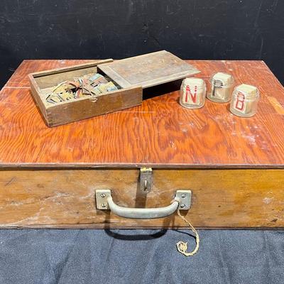 Vintage NY Stencil Works Dovetailed Box Set, Wooden Box With Advertising Store Display #’s & Letters