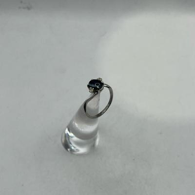 18K HGE Blue Stone & Diamond Ring 