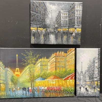 Vintage Impressionist Night In Paris Paintings + 2 More