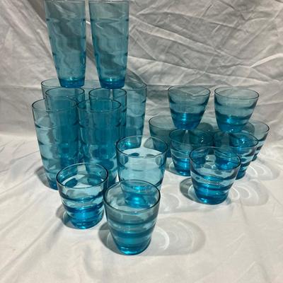 Short and Tall IKEA Skoja Turquoise Glasses