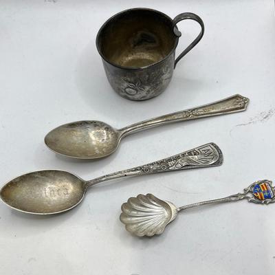 Vintage Sterling Silver Cup & Spoons 