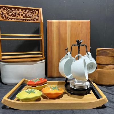 Vintage Teak Salad Bowl Set, Williams Sonoma, Era Acorn Wall Hanging + More