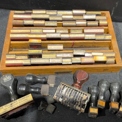 Vintage US State Rubber Stamp Collection Plus Pillsbury Stamp And More