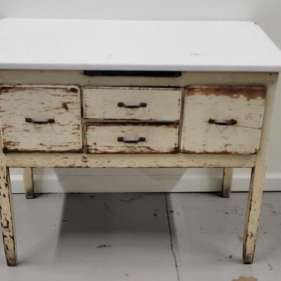 Enamel Topped Vintage Table/Cabinet