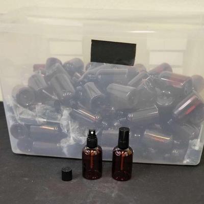 4 oz Amber Plastic Bottles with Spray Lids - 100 count