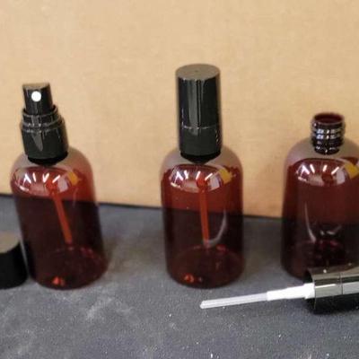 4 oz. Amber Plastic Bottles with Spray Caps - 200 count