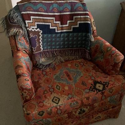 Southwestern Upholstered Chair & Kokopelli Throw Blanket