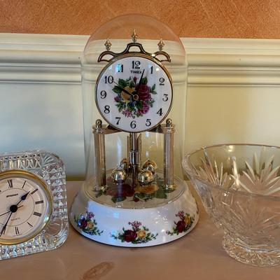 Timex Anniversary Clock, Staiger Germany Mantel Clock & Waterford Bowl