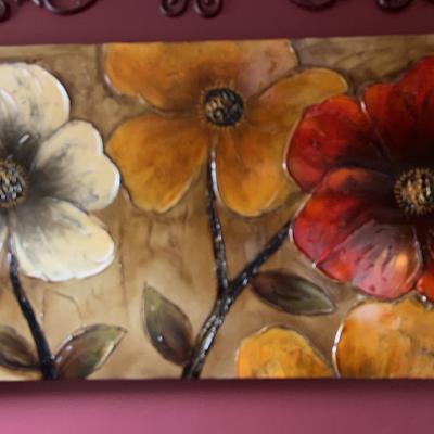 Textural 2D Warm Floral Canvas