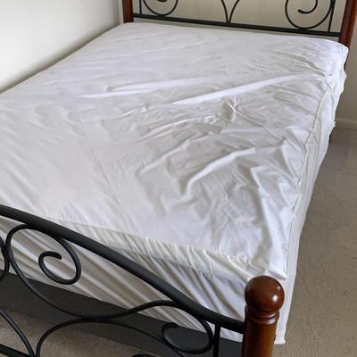 Full Size Metal Bedframe with Wood Posts