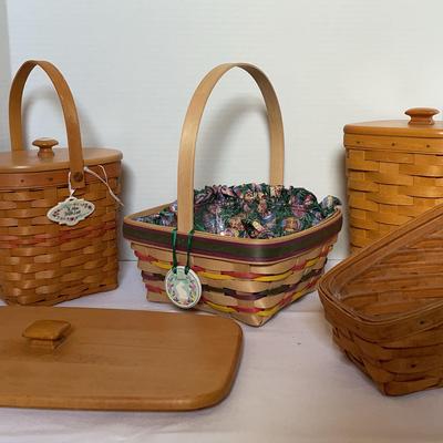 Longaberger Baskets with 1 Extra Lid