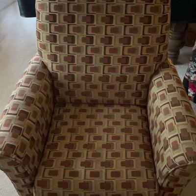 Patterned Upholstered Wooden Recliner