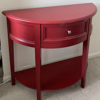 Demilune Table with Drawer & Shelf