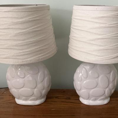 Matching Pair of White Glazed Ceramic Table Lamps