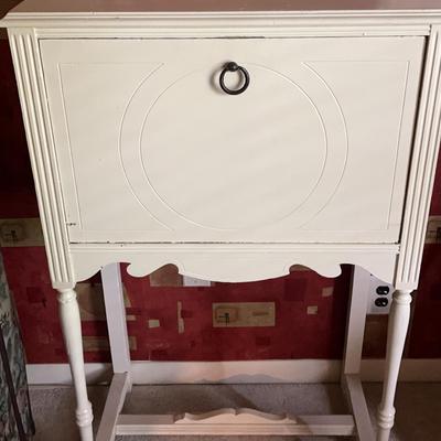 Vintage White Wooden Secretary