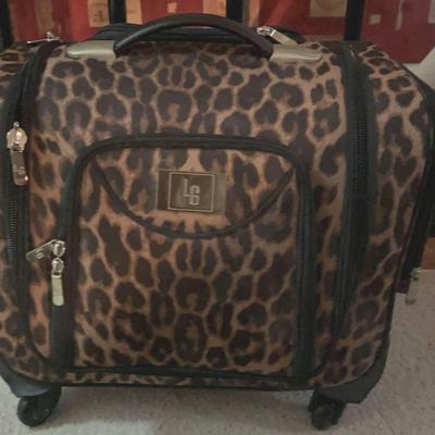 Lori Greiner Leopard Print Rolling Weekender Luggage Bag
