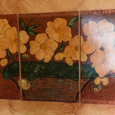 Colorful Floral-Themed Wall Hanging Trio