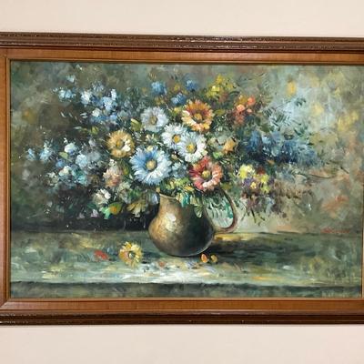 Impressionistic Style Floral Painting Signed by Artist