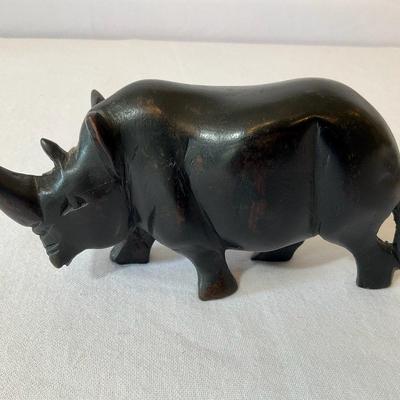 Hand Carved Wooden Rhinoceros 