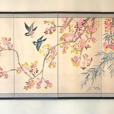 Asian Silk Screen Art Piece 