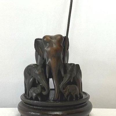 Hand Carved Elephant Family Of seven On Stand