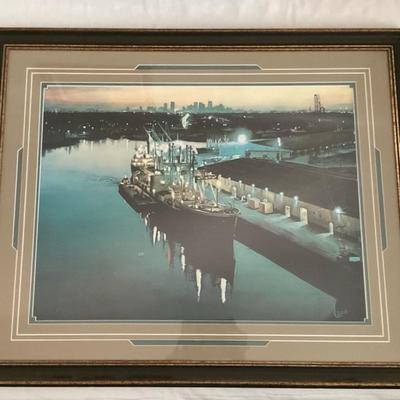 Numbered Print Of A Cargo Ship In Port
