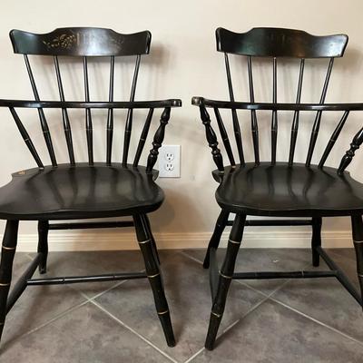 Nichols & Stone of Massachusetts hand decorated black and gold chairs