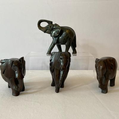 Stone And Hand Carved Wooden Elephants 