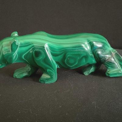 Green Malachite Panther Figurine 