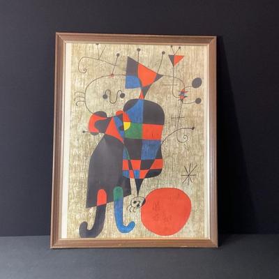 Joan Miro People And Dog In Sun Framed Print