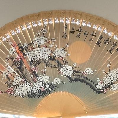 Asian Handpainted Wooden Fan