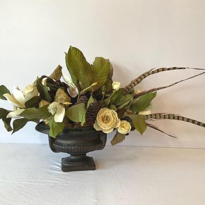 Floral Arrangement In Wooden Vase