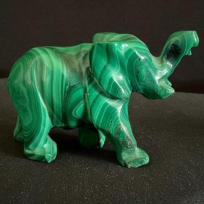 Green Malachite Elephant Figurine