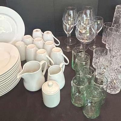 Classic White Dinnerware And Nice Barware Including Coca Cola