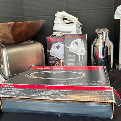 Small Kitchen Appliance Lot Including All Clad Pizza Stone And Cuisinart