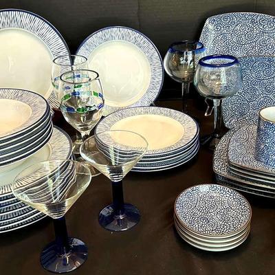 Cheerful Blue Dinnerware And Stemware