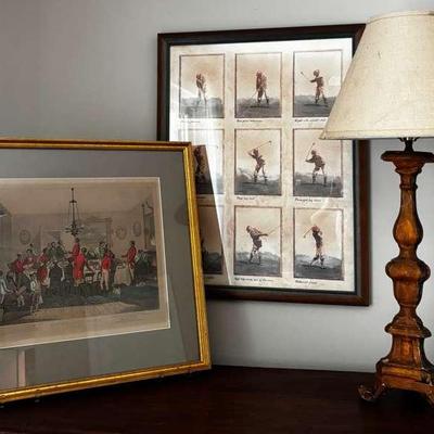 Home Decor Including Golf And Fox Hunting Themed Art