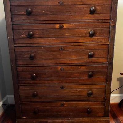 Antique Solid Wood Chest Of Drawers With Knapp Joints
