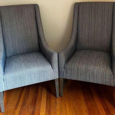 Uttermost Galiot Blue And White Wingback Chairs